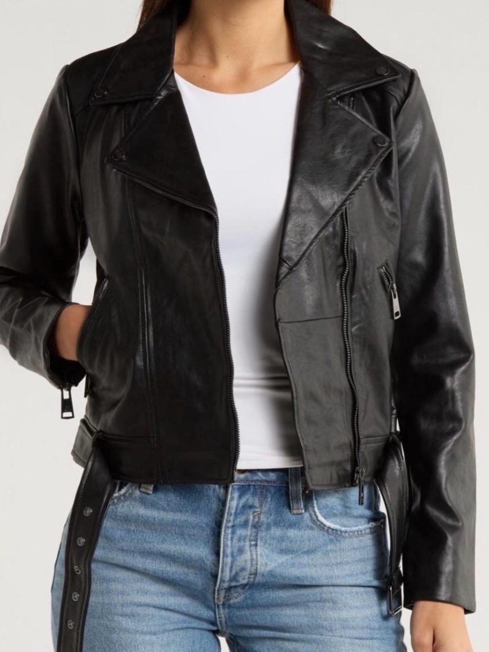 Elodie Faux Leather Moto Jacket XS biker jacket, asymmetrical zip outerwear